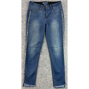 Democracy Blue Embellished Side Seam Skinny Jeans sz 2 (16042)
